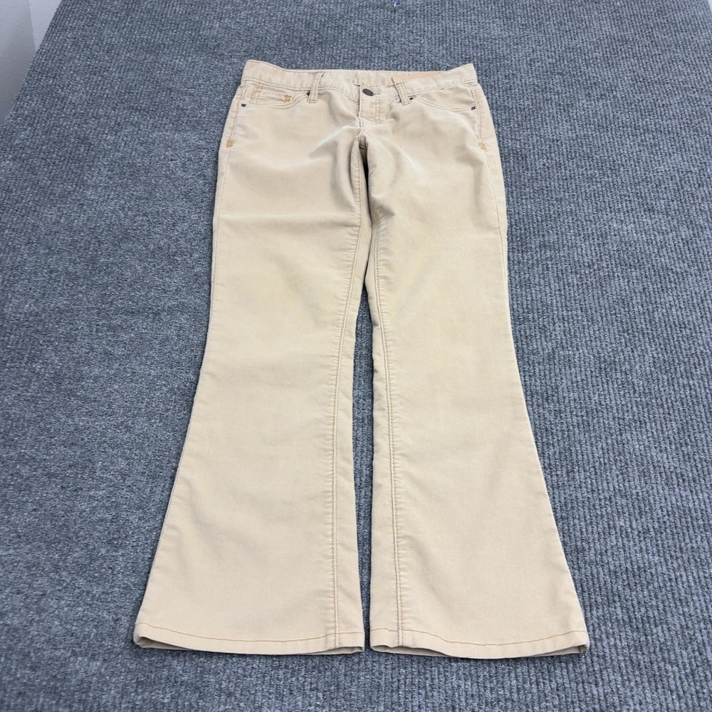 Vintage Gap Pants Womens 4A Tan Cotton Corduroy Flare Low Rise Y2K Casual